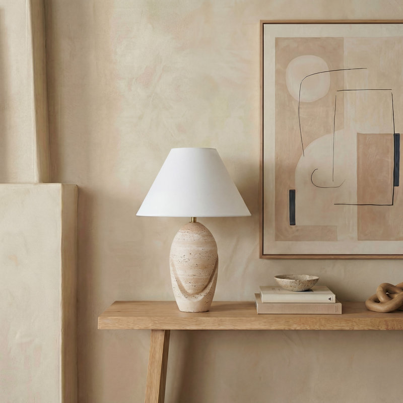 ウニコ　アプト　ライトベージュ Joss & Main Kountz Travertine Table Lamp | Joss & Main
